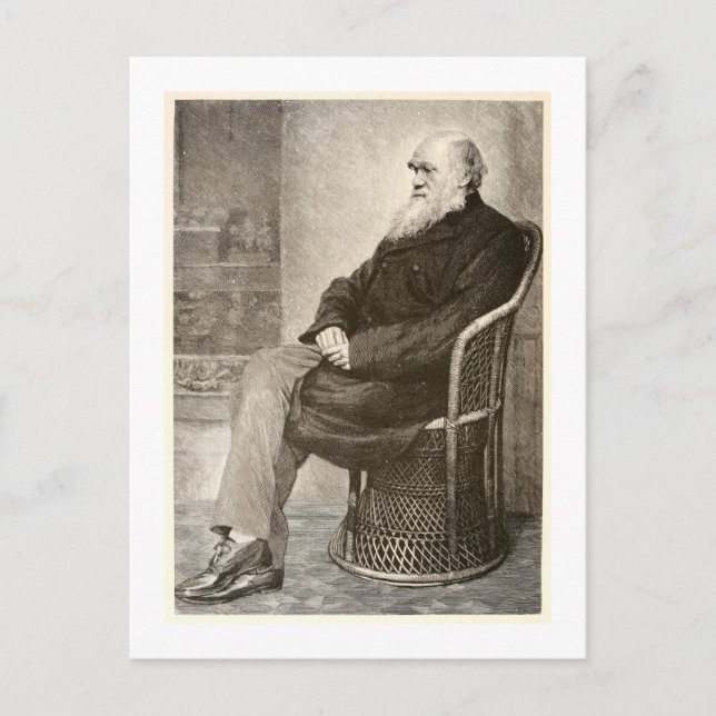 Sketch of Charles Darwin, published in 1891 Postcard (Front)