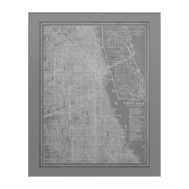 Sketch of Chicago City Map Acrylic Print (Front)