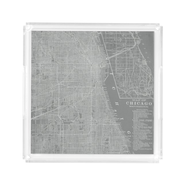 Sketch of Chicago City Map Acrylic Tray (Front)