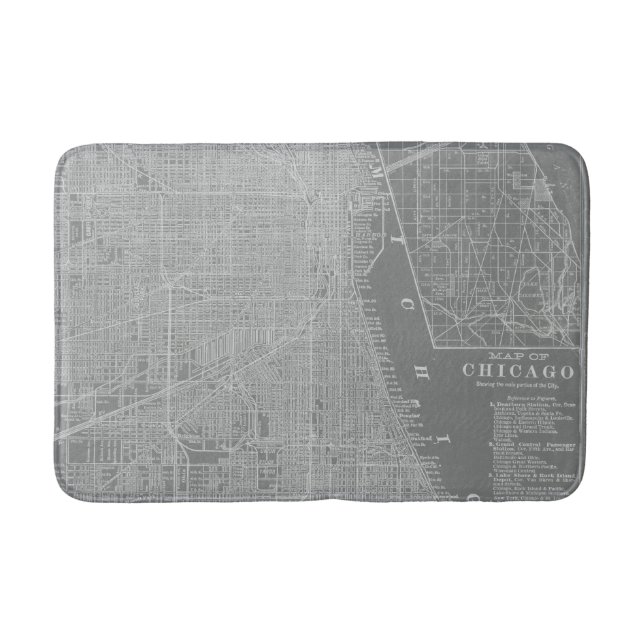 Sketch of Chicago City Map Bathroom Mat (Front)