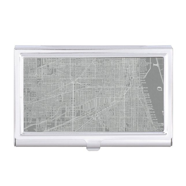 Sketch of Chicago City Map Business Card Holder (Front)
