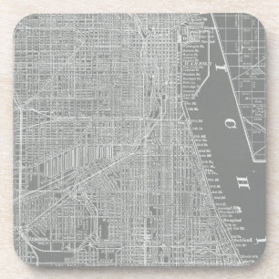 Sketch of Chicago City Map Drink Coaster