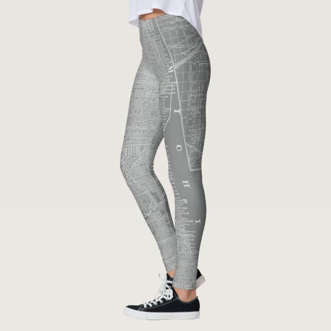 Sketch of Chicago City Map Leggings (Left)