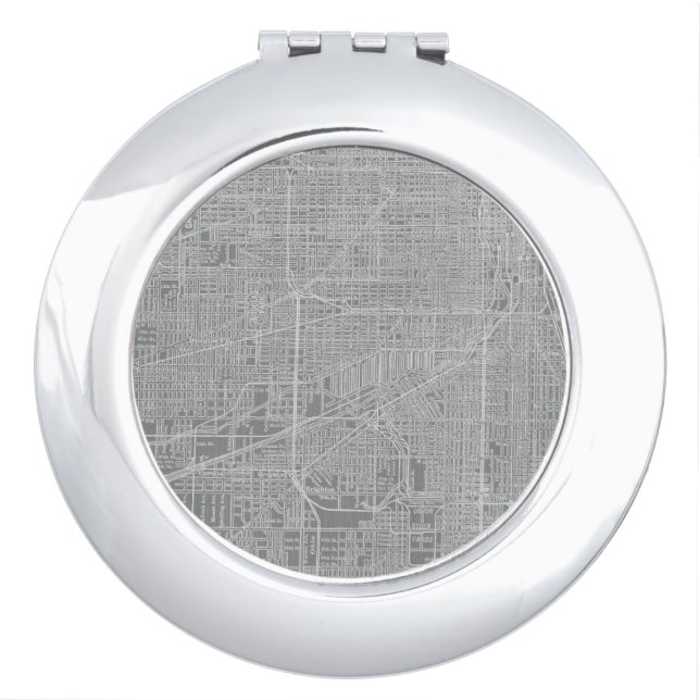 Sketch of Chicago City Map Makeup Mirror (Front)