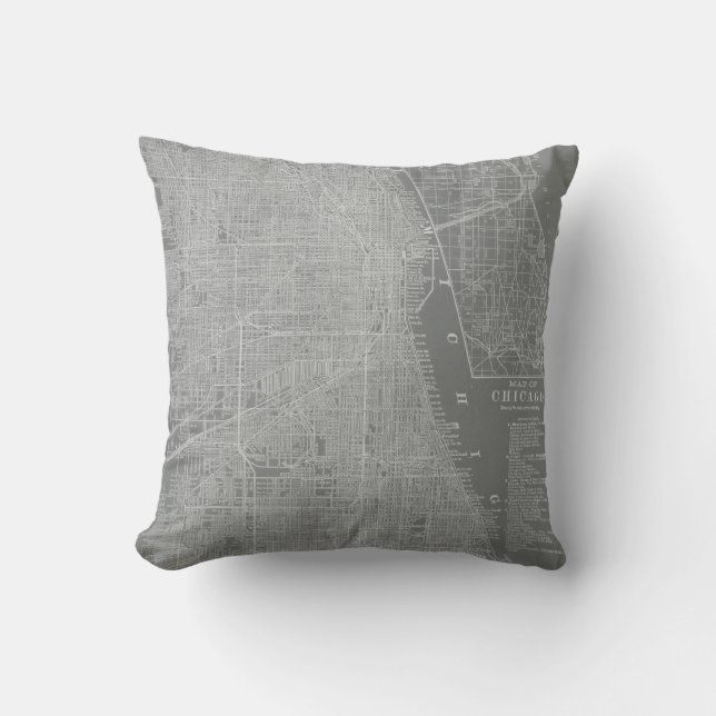 Sketch of Chicago City Map Throw Pillow (Front)
