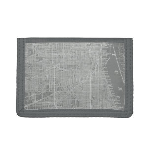 Sketch of Chicago City Map Tri-fold Wallet