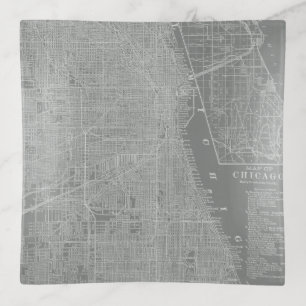 Sketch of Chicago City Map Trinket Tray