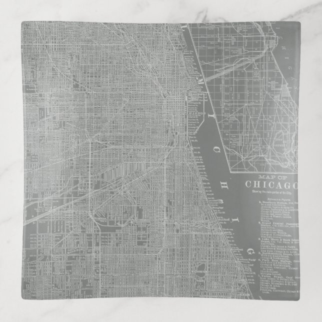 Sketch of Chicago City Map Trinket Tray (Front)