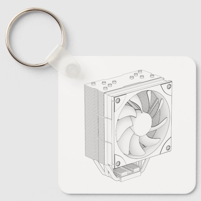 Sketch of computer processor cooler keychain (Front)