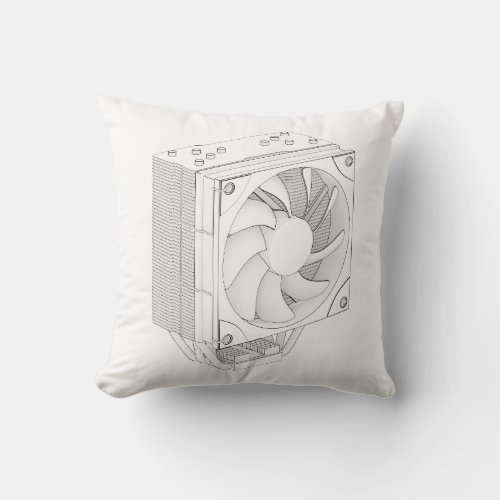 Sketch of computer processor cooler throw pillow