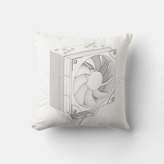 Sketch of computer processor cooler throw pillow (Front)
