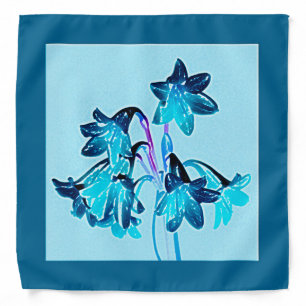 Sketch of Daylilies - Cobalt and Sky Blue Bandana