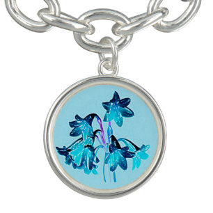 Sketch of Daylilies - Cobalt and Sky Blue Bracelet
