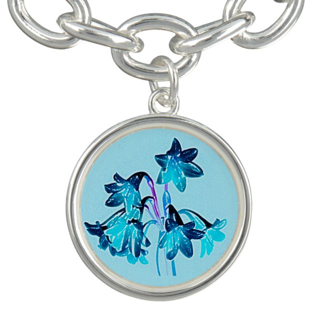 Sketch of Daylilies - Cobalt and Sky Blue Bracelet (Design)