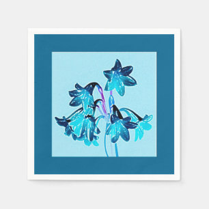 Sketch of Daylilies - Cobalt and Sky Blue Paper Napkins