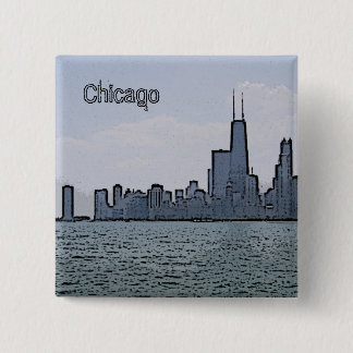 Sketch of Gorgeous Chicago Skyline Pinback Button