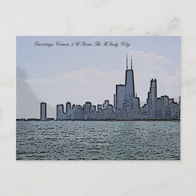 Sketch of Gorgeous Chicago Skyline Postcard (Front)