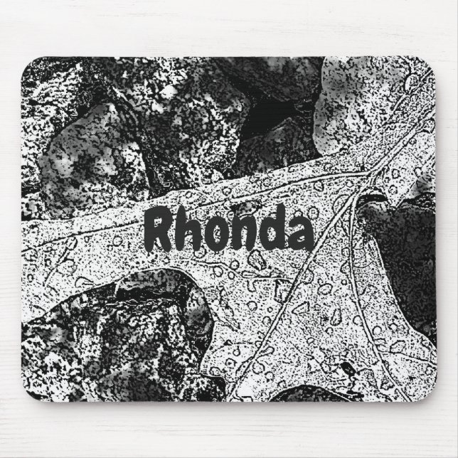 Sketch of Leaf in Black and White Mouse Pad (Front)