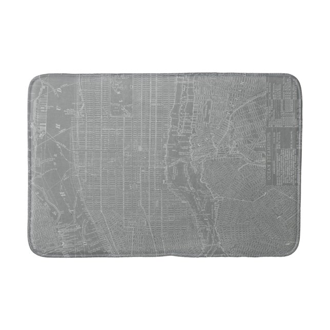 Sketch of New York City Map Bathroom Mat (Front)
