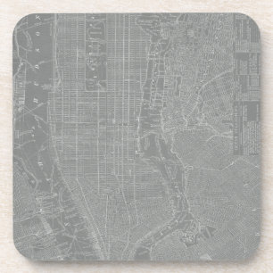 Sketch of New York City Map Drink Coaster