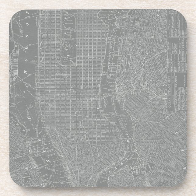 Sketch of New York City Map Drink Coaster (Front)