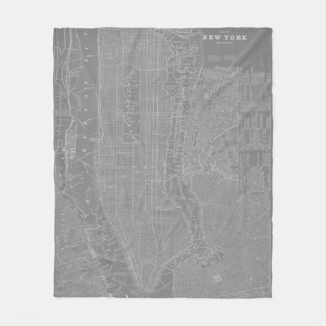 Sketch of New York City Map Fleece Blanket (Front)