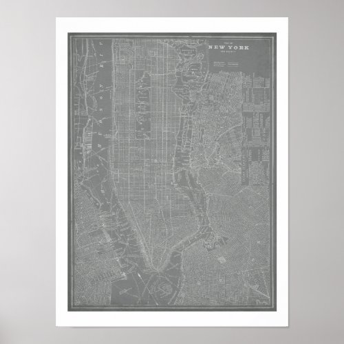 Sketch of New York City Map Poster