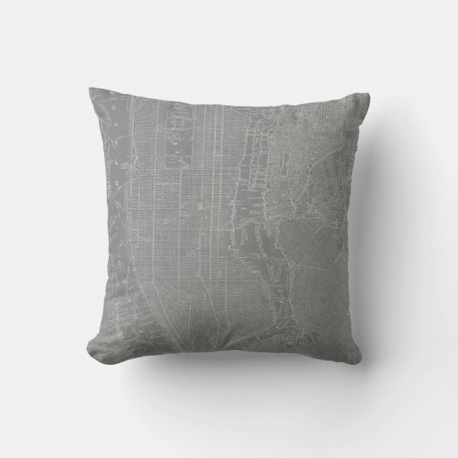 Sketch of New York City Map Throw Pillow (Front)