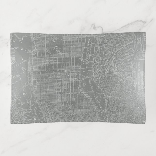 Sketch of New York City Map Trinket Tray (Front)