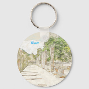 Sketch of Ruins in Ancient Olympia Elis Greece Keychain