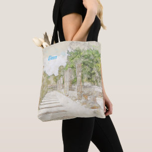 Sketch of ruins in Ancient Olympia, Elis, Greece Tote Bag