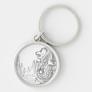 Sketch of Singapore Tourism Landmark - Merlion Keychain