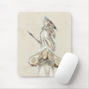 Sketch of Statue of Athena, Greece Travel Art Mouse Pad