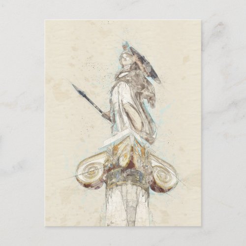 Sketch of Statue of Athena  Holiday Postcard