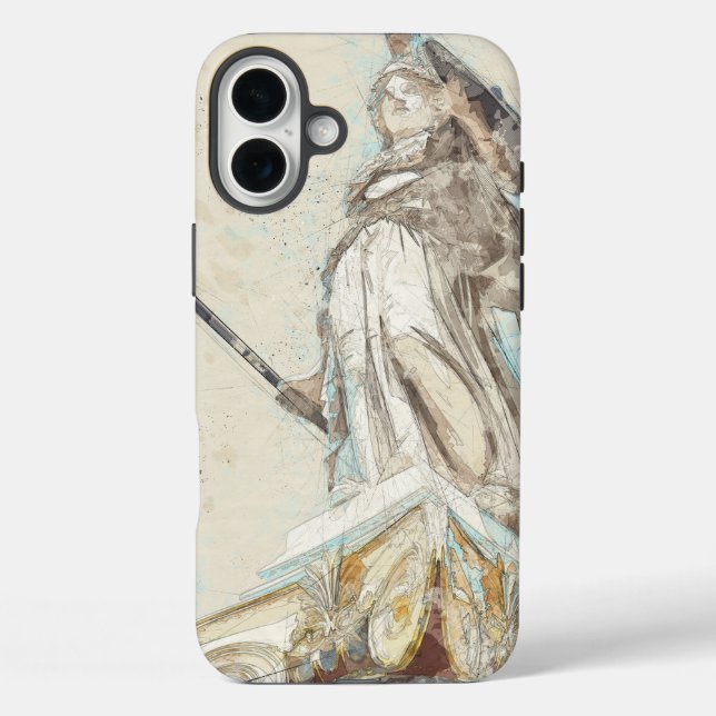 Sketch of Statue of Athena iPhone Case – Ancient  (Back)
