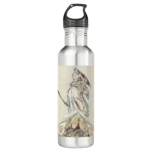 Sketch of Statue of Athena Mythology Stainless Steel Water Bottle (Front)