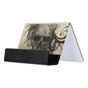 Sketch Of Tattoo Art, Handmade Illustration Desk Business Card Holder