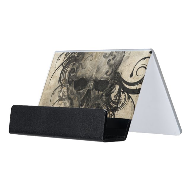 Sketch Of Tattoo Art, Handmade Illustration Desk Business Card Holder (Angled Front)