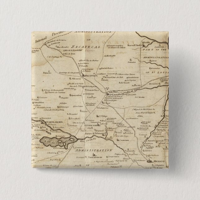 Sketch of the Internal Provinces of New Spain Button (Front)