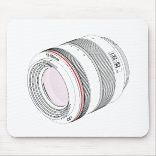 Sketch of zoom camera lens mouse pad
