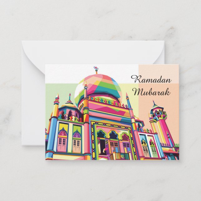 Sketch Pop Style Of Mosque Note Card (Front)