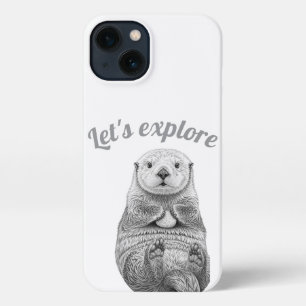 Sketch Sea Otter Let's Explore iPhone Case