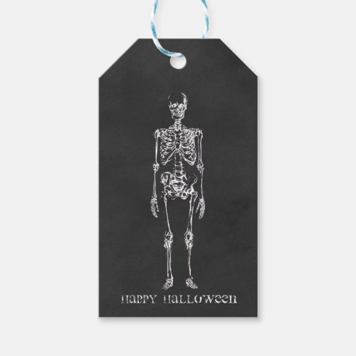 Sketch Skeleton Happy Halloween Gift Tags