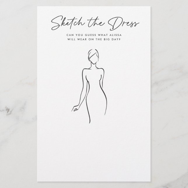 bridal shower wedding dress game Say Yes to the Dress Printable Bridal Shower Game . Draw the Wedding D –  Hello Rose Paperie main image 0