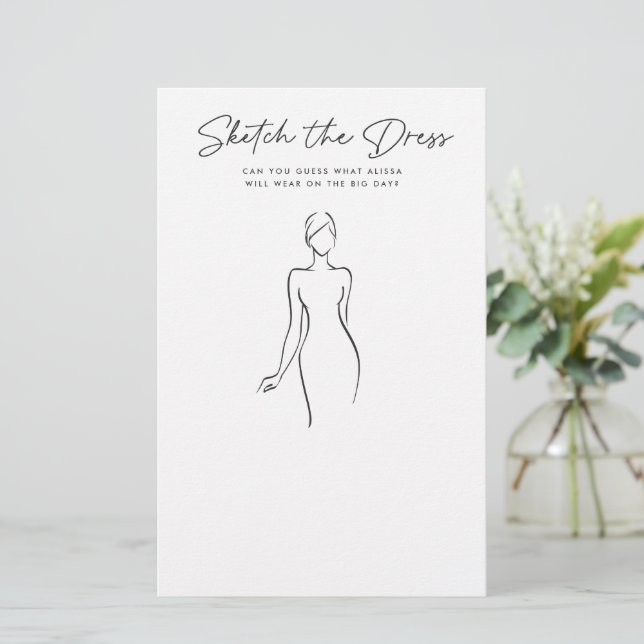 sketch-the-dress-bridal-shower-game-zazzle for Free Printable Guess The Dress Sketch the Dress Bridal Shower Game | Zazzle for Free Printable Guess The Dress