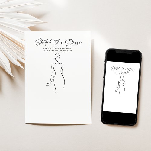 Sketch the Dress Bridal Shower Game Card