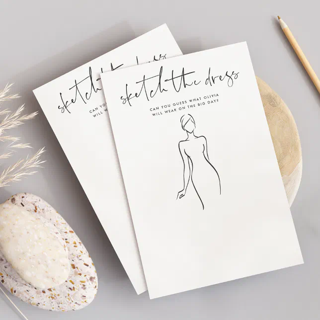 draw the dress bridal shower game Unique Bridal Shower Game Guess The Dress Printable Cards