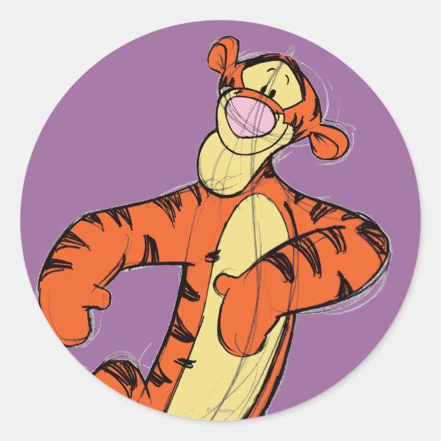 Sketch Tigger Classic Round Sticker (Front)
