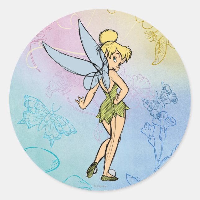 Sketch Tinker Bell 2 Classic Round Sticker (Front)
