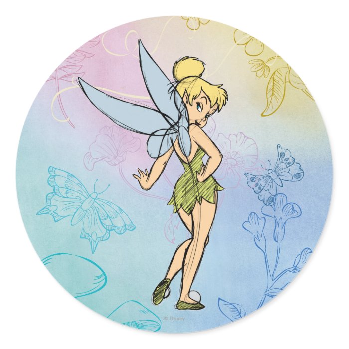Sketch Tinker Bell 2 Round Stickers